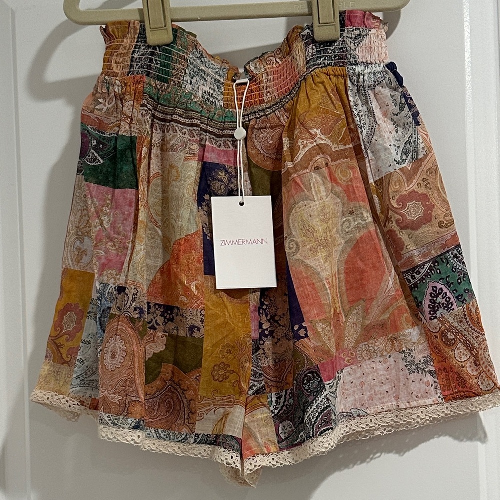 Zimmermann Colorful Patchwork High Waist Shorts